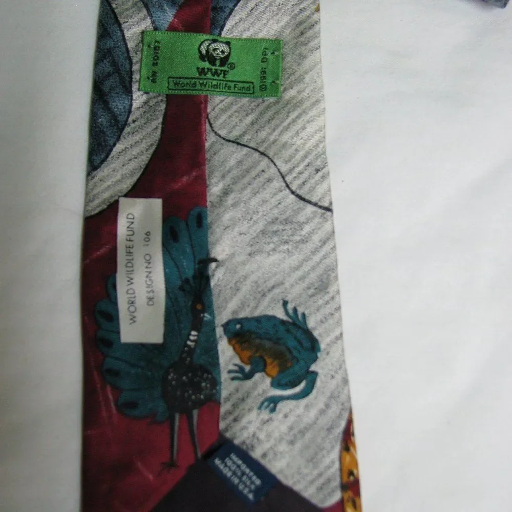 Vintage World Wildlife Fund Silk Necktie
